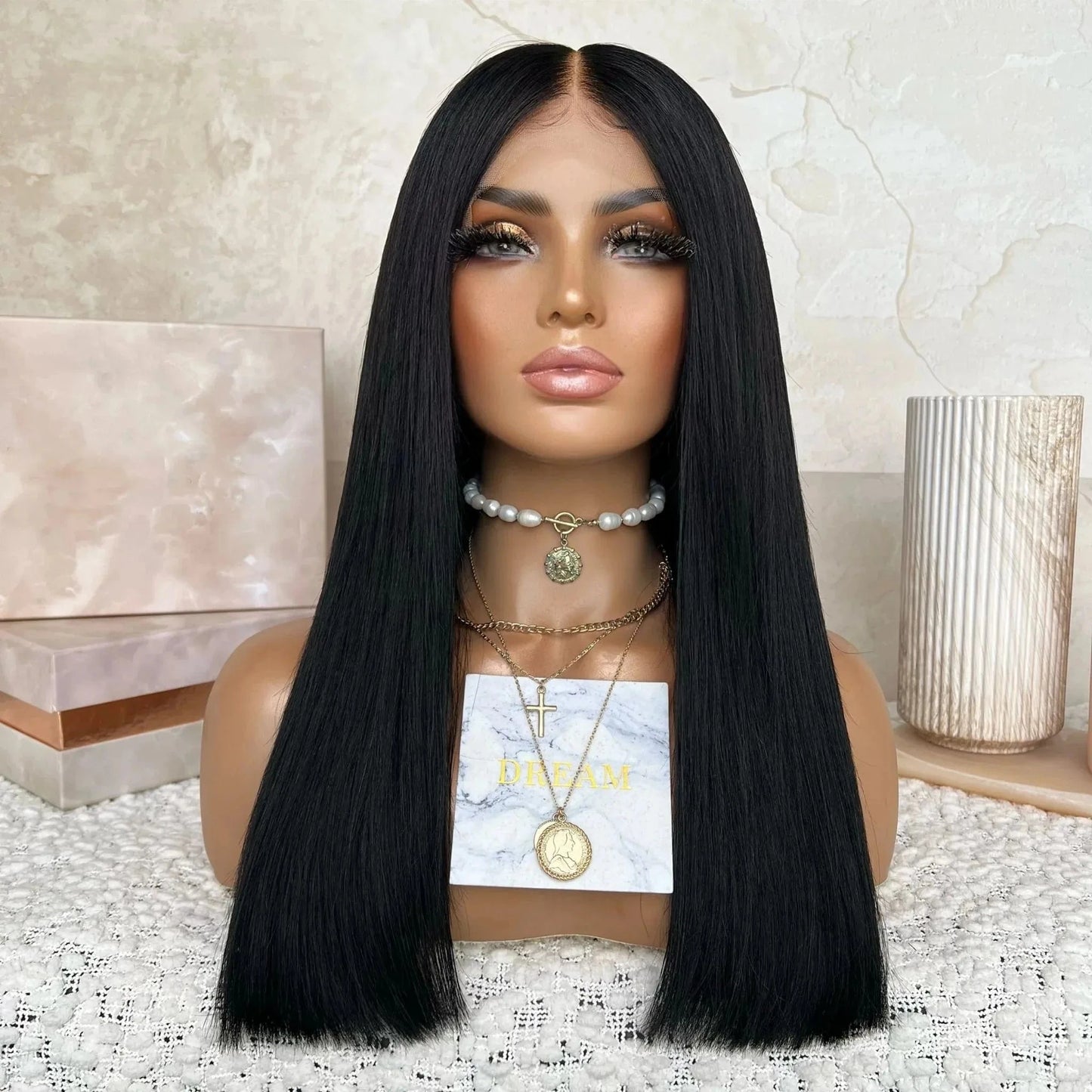 8 Inches / Wig 11 Clip In Ash Brown Highlight Custom 150% Density Long Straight Virgin European Soft Cuticle Human Hair Swiss Lace Front Wigs