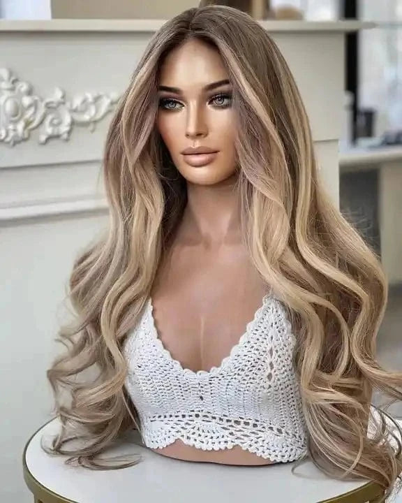 8 Inches / Wig 4 Glueless 250% Density Ash Brown Highlight Body Wave Full Virgin European Cuticle Hair Transparent HD Lace Front Wigs