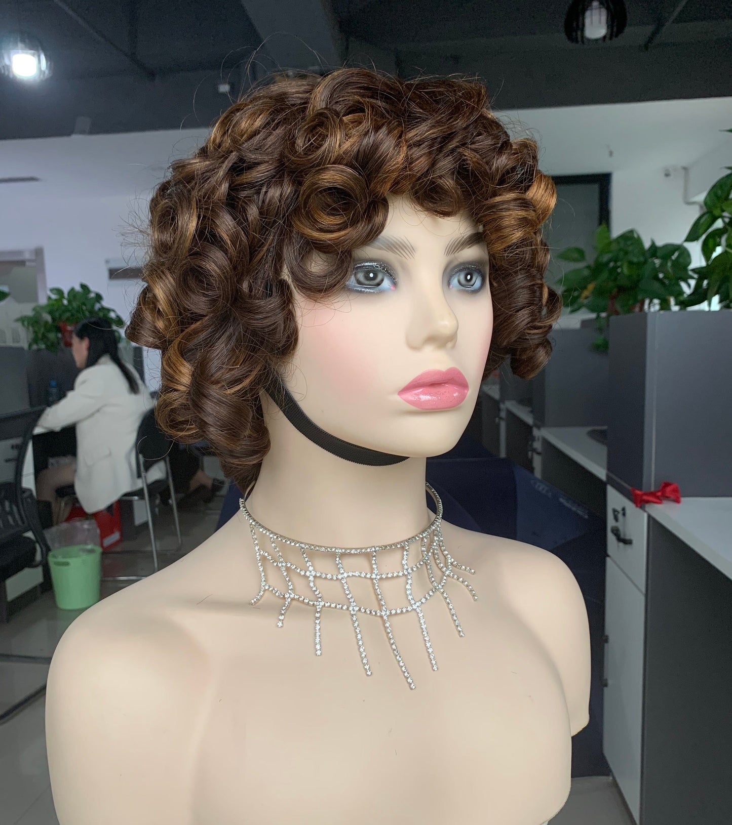 8 Inches / XY-21029 Mayqueen Wholesale Human Hair Super Double Drawn Bob Straight With Bang Natural Ombre Color Closure Lace Frontal Wigs For Black