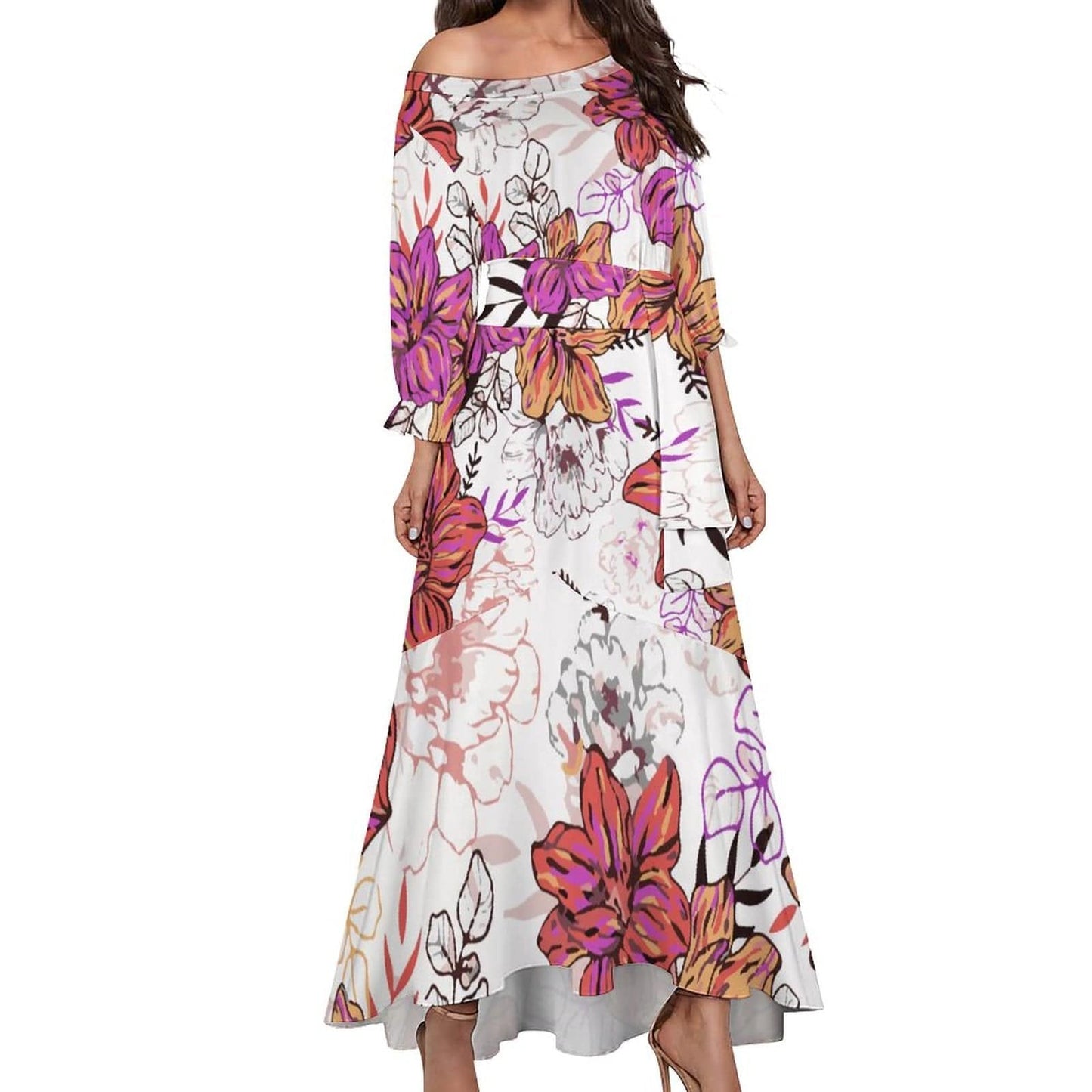 8XL / b2 00910E1 hawaiian dress plus size island custom polynesian tribal mermaid design dress long stretching prom dresses new fashion 2023