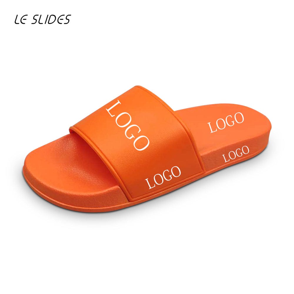 9 / Orange Good Quality Indoor Outdoor PVC Blank Sandals Women Embossed Custom Logo Slides Men Slippers Wholesale