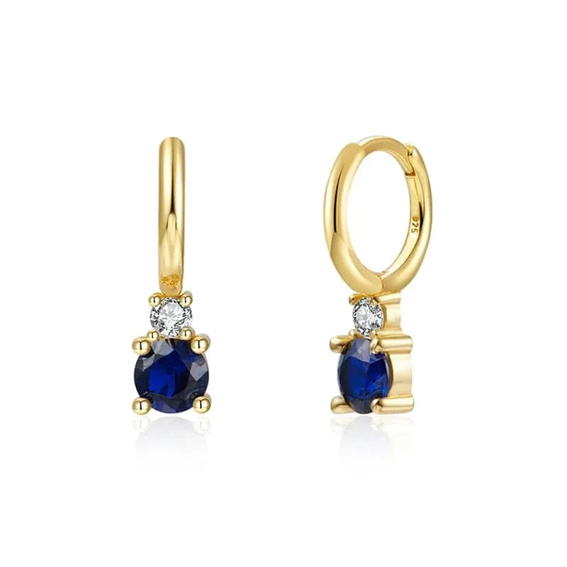 925 sterling silver earrings wholesale multicolored four-claw zircon pendant gold plated hoop earrings jewelry women