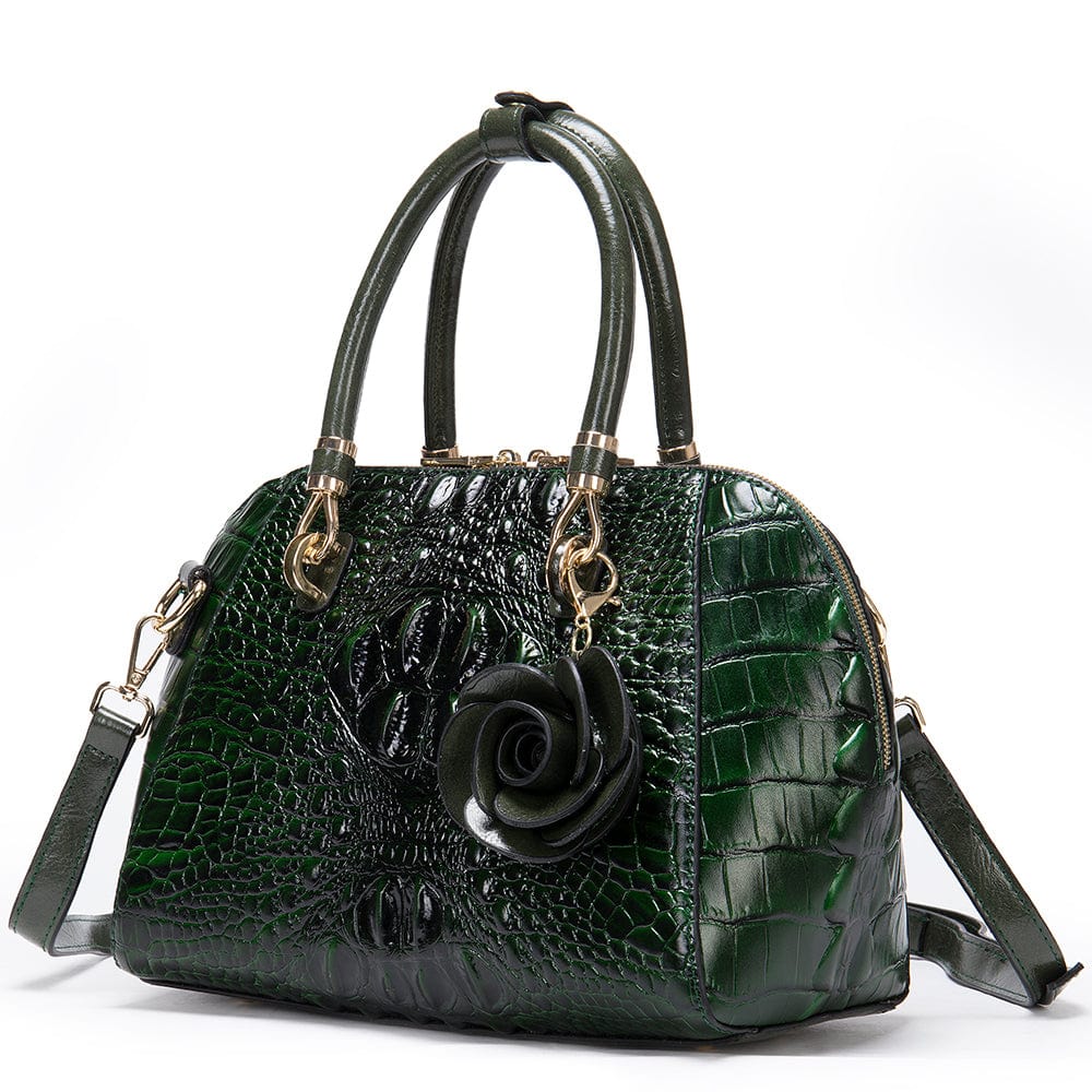 99331-green Fashion Ladies Crocodile Pattern Genuine Leather Vintage Handbag Large Capacity Women Shoulder Bag Wholesale Shopping Luxury Bag