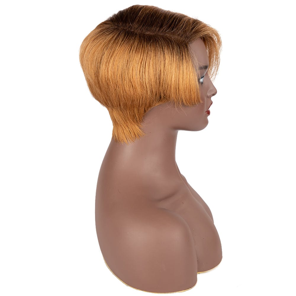 9inches / TTT4/27 Sleek quality wholesale for women straight Short pixie cut Wigs Brazilian BOB Blonde Swiss Full Lace Front Wig Human Hair Wigs
