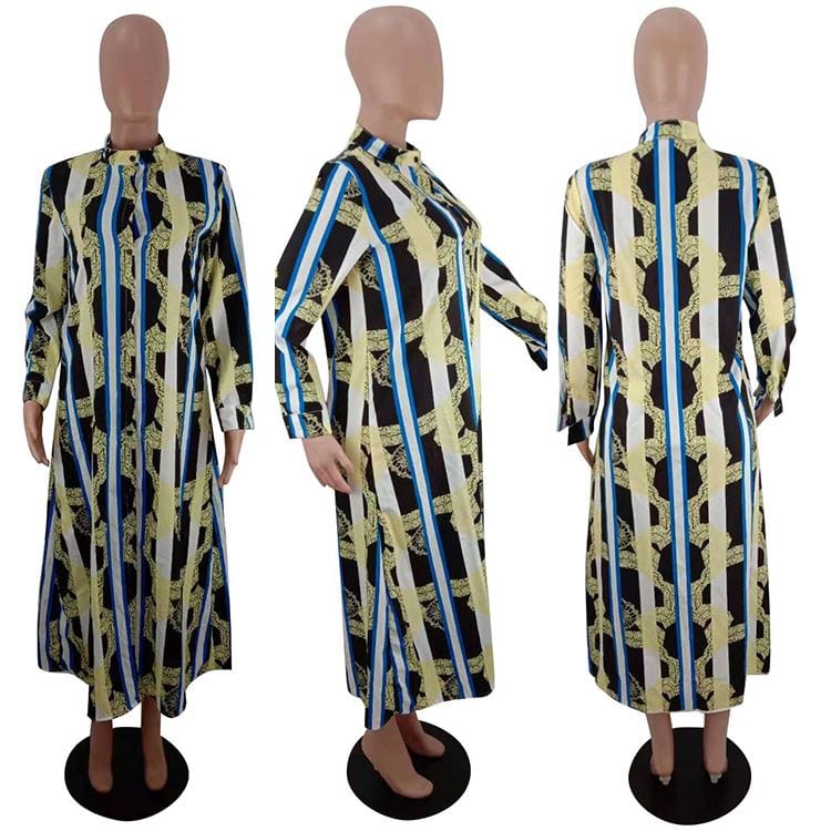 9S03945 hot sell printed casual autumn buttons 2019 New Arrival Woman Lady Fashion Dress