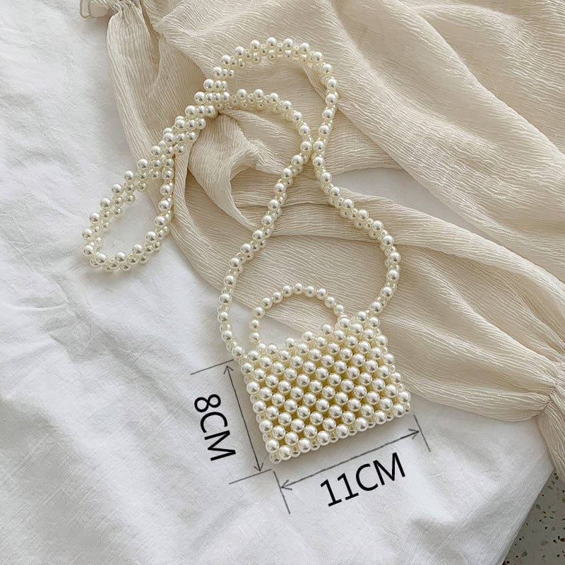 A4 Ins Ladies Pearl Mini Clear Clutch Strap Baroque Evening Beach Crossbody Diy Hand Woven Handle Rice Beaded Purse For Girls