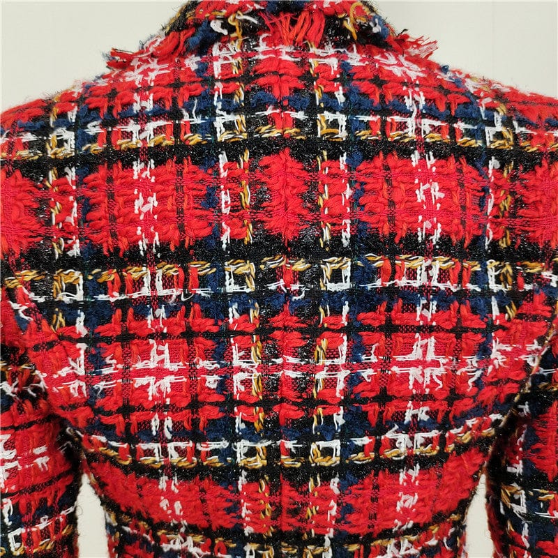 A4389 Migu Garment Tweed Plaid Women Fashion Skirt Two Piece Set Lady Suit