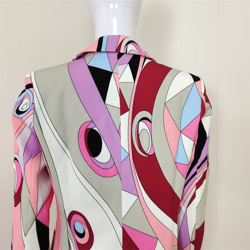 A4412 Luxury Long Sleeve Single Button Pattern Fashion Women Two Piece Set Winter Fashion Suits