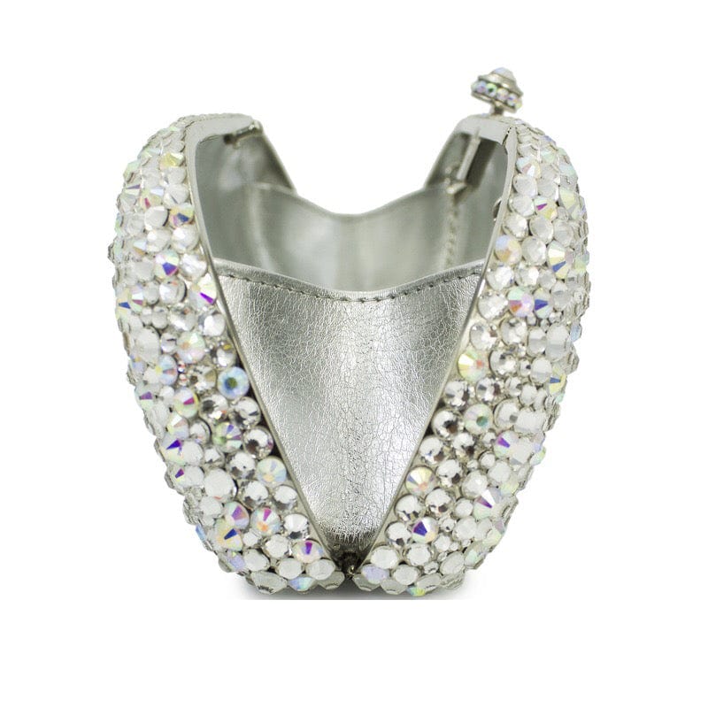 AB Silver Luxury Handmade Shinny Crystal Rhinestone Clutch Bags Women Party Purse Wedding Wristlets Evening Bags