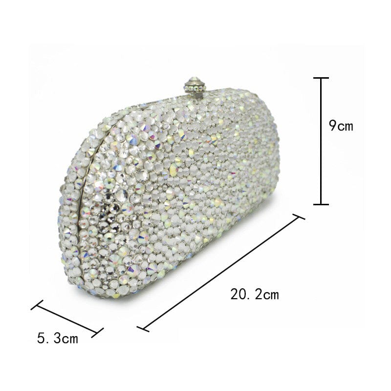 AB Silver Luxury Handmade Shinny Crystal Rhinestone Clutch Bags Women Party Purse Wedding Wristlets Evening Bags
