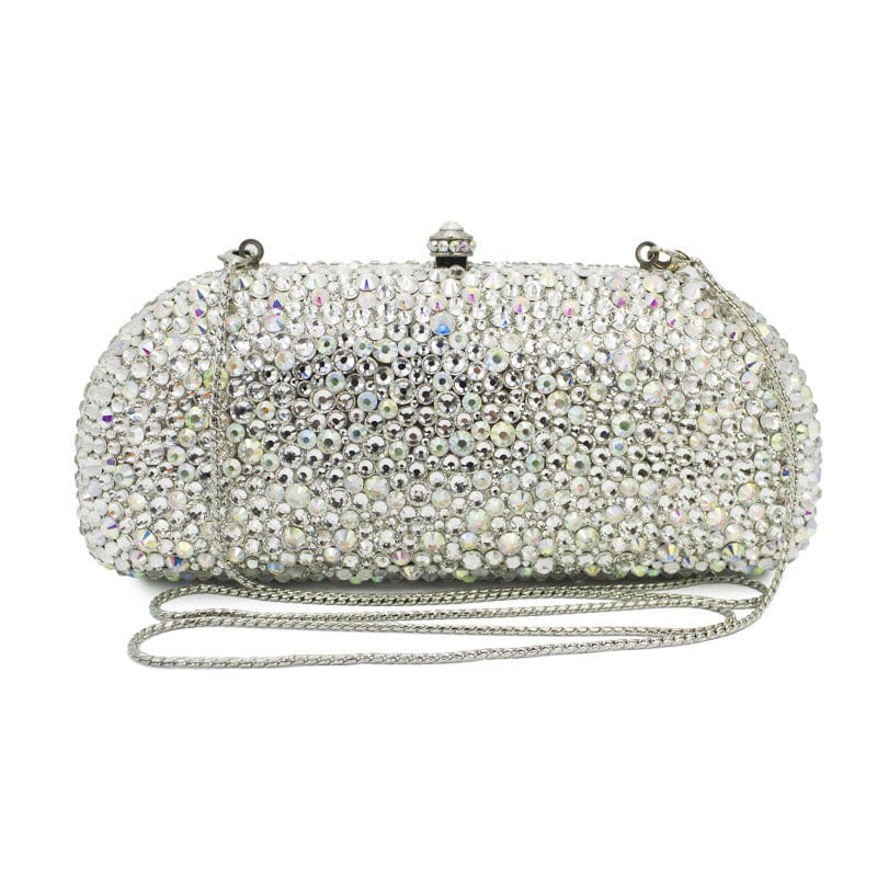 AB Silver Luxury Handmade Shinny Crystal Rhinestone Clutch Bags Women Party Purse Wedding Wristlets Evening Bags