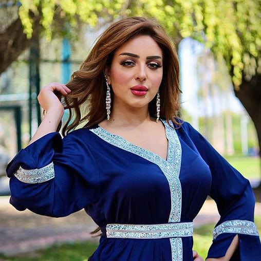 AB012 Tunic With Diamond Girdle Abaya Hijab Muslim Long Dress For Women