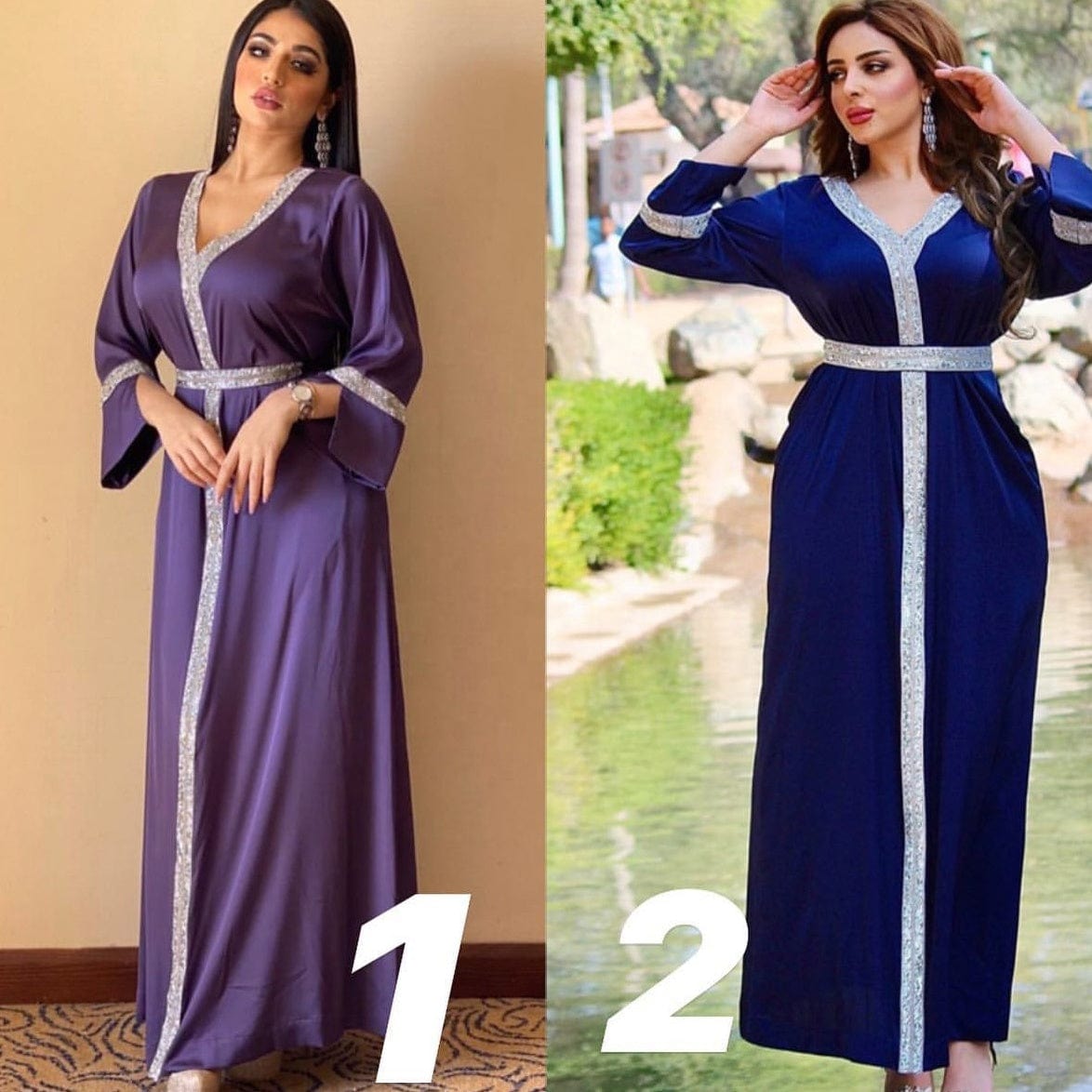 AB012 Tunic With Diamond Girdle Abaya Hijab Muslim Long Dress For Women