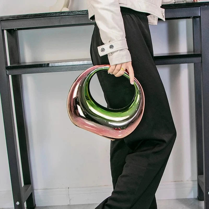 Acrylic Evening Clutch Purse Moon Shape Unique Fashion Handbags for Women Luxury Evening Bags 2024