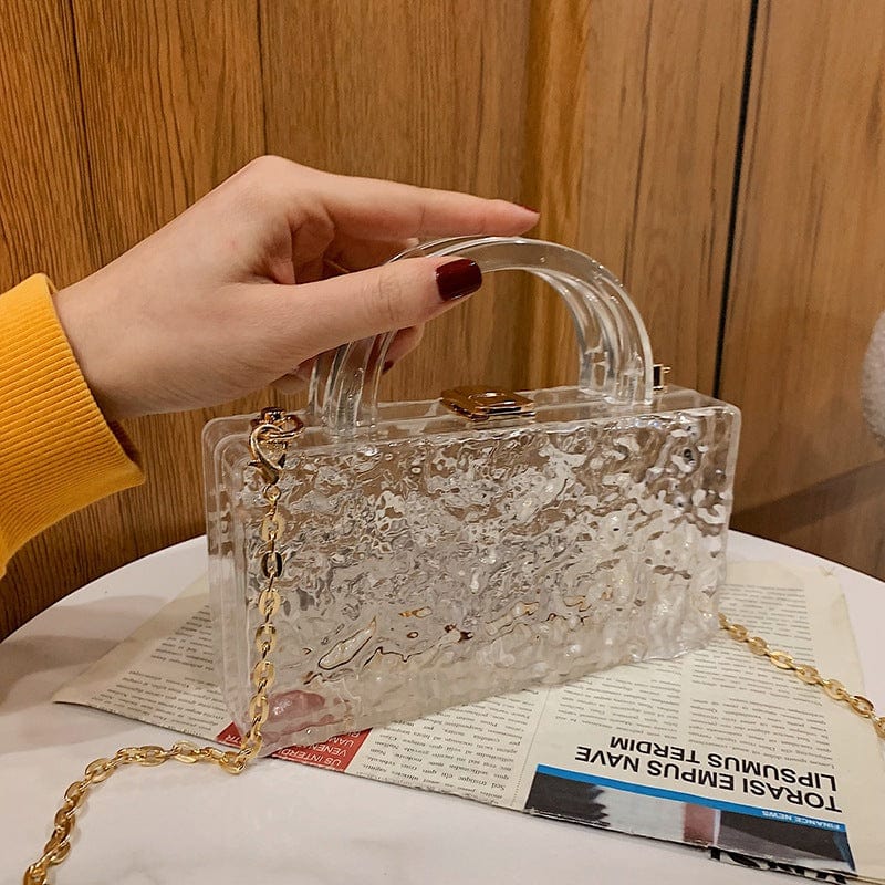 Acrylic Transparent Crystal Texture Box Handbag Fine Metal Chain Crossbody Bags for Women Fashion Mahjong Bags Ladies Luxury