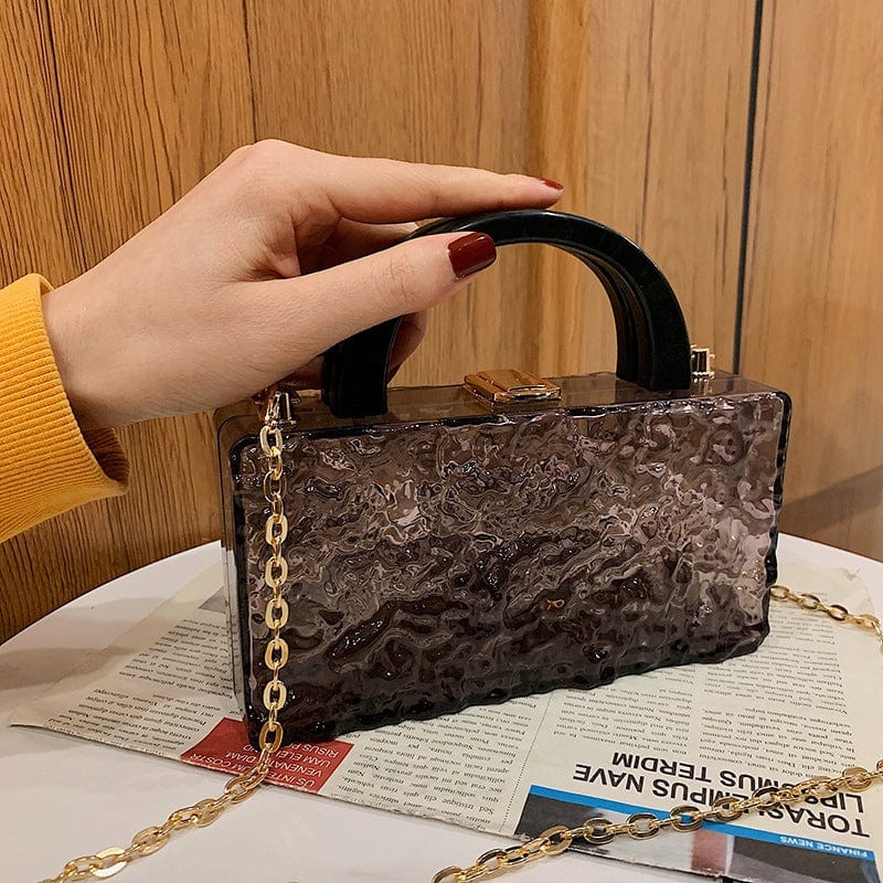 Acrylic Transparent Crystal Texture Box Handbag Fine Metal Chain Crossbody Bags for Women Fashion Mahjong Bags Ladies Luxury