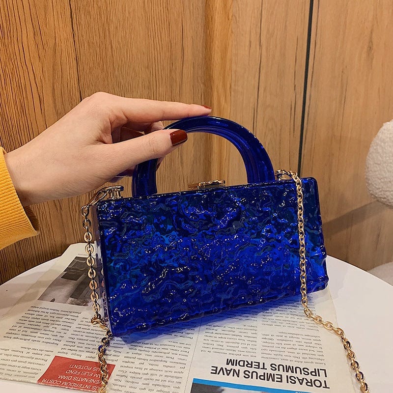 Acrylic Transparent Crystal Texture Box Handbag Fine Metal Chain Crossbody Bags for Women Fashion Mahjong Bags Ladies Luxury