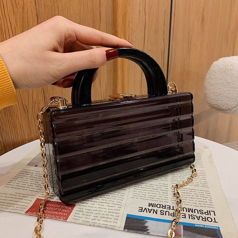 Acrylic Transparent Crystal Texture Box Handbag Fine Metal Chain Crossbody Bags for Women Fashion Mahjong Bags Ladies Luxury