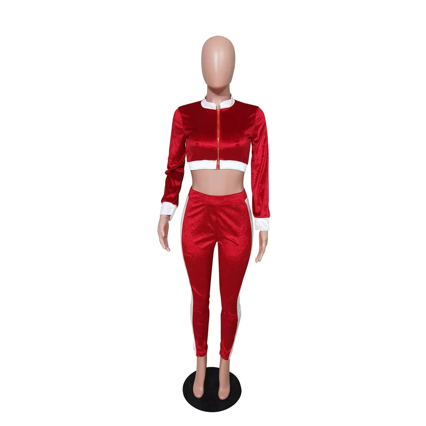 Active Wear Velvet Joggers 2 Piece Set Sport Wear Cropped Sweatshirts Hoodies Female Set Ladies Crop Top Hoodies Set