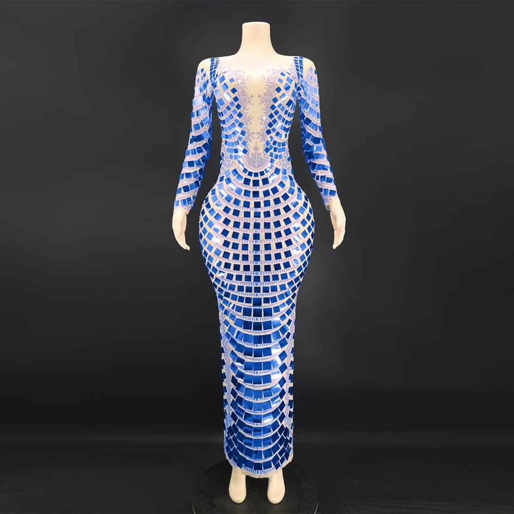 AD1465 Kimshein Handmade Crystal Women Purple Mesh Fabric Transparent Big Sequin Rhinestone Gala Performance Dresses Evening