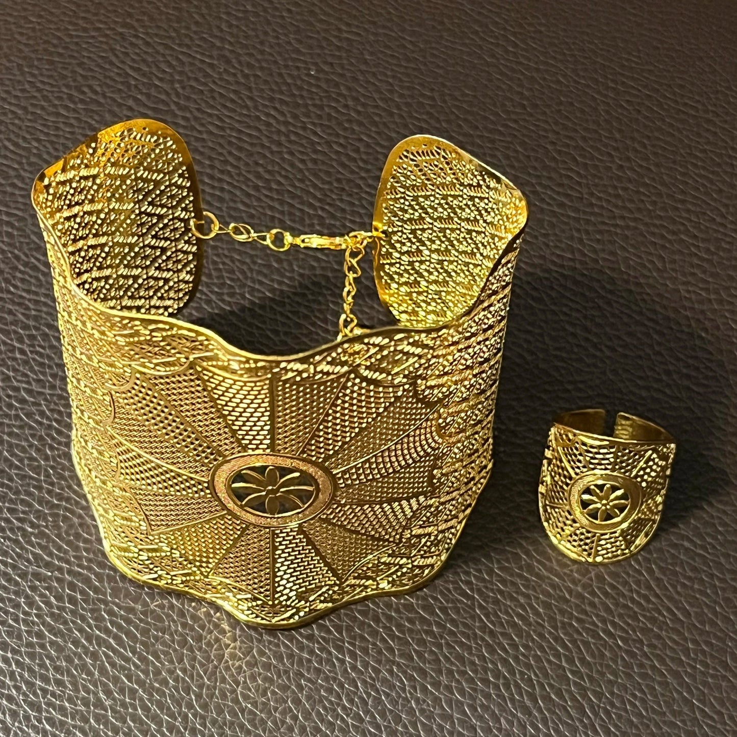 adjustable / 14 Hot Sale Wedding Party Gift Bridal Gold Plated Bracelet Ring Jewels Fashion Popular Copper Alloy Wholesale Jewelry set