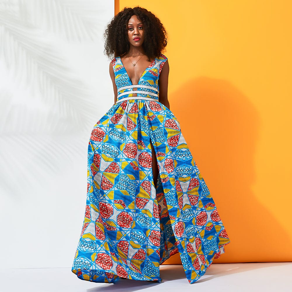 African Kitenge Lady Casual Styles Dress Designs Plus Size Woman'S Dresses Clothing Plus Size A-Line Print Skirts And Dresses