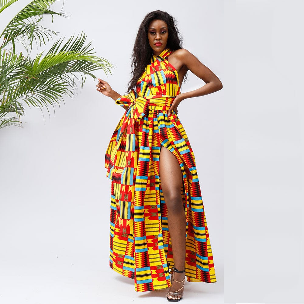 African Kitenge Lady Casual Styles Dress Designs Plus Size Woman'S Dresses Clothing Plus Size A-Line Print Skirts And Dresses