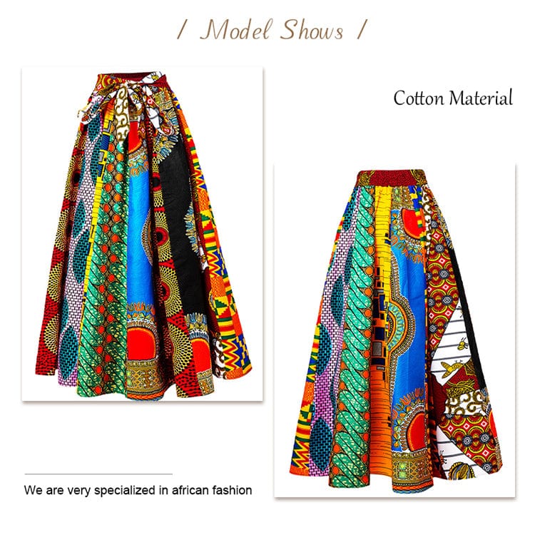African Traditional Women African Kitenge Print Long Designs ethnic Clothing Dashiki Maxi Skirts For African Women