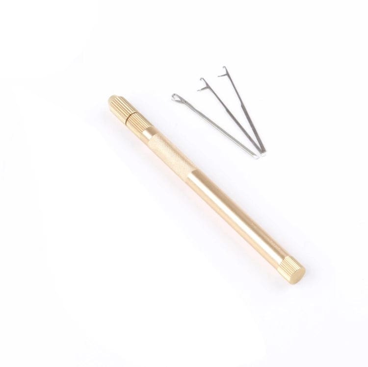 Aluminum Hook Needle - Golden Multi-function Aluminum Hook Needle Loop Threader For Micro Rings Beads Links I-tip Hair Extensions