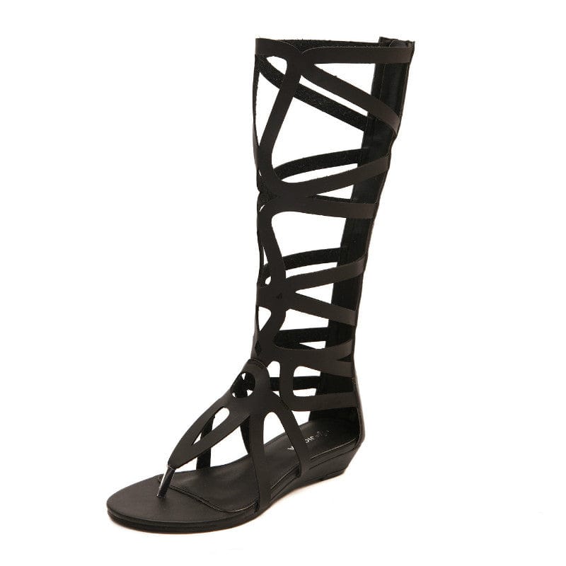 Amazon Hot Selling Product Sexy Lady Wedge Heel Rome Style Shoes Women Genuine Leather Gladiator Sandals