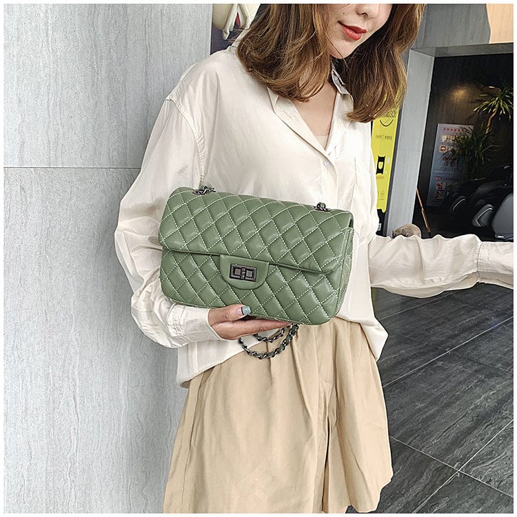 Amazon Hot Selling Women's Shoulder Bag Pu Leather Lingge Pattern Luxury Brand Designer Girl's Purse Handbag Sac