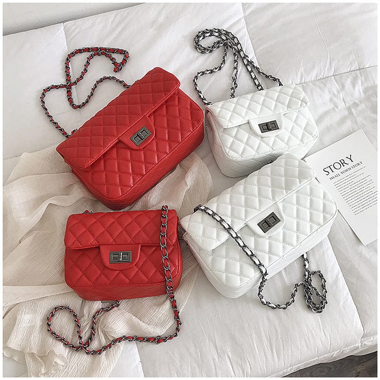 Amazon Hot Selling Women's Shoulder Bag Pu Leather Lingge Pattern Luxury Brand Designer Girl's Purse Handbag Sac