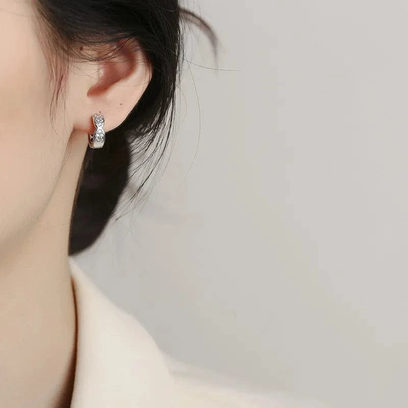 American European fine jewelry 925 sterling silver earring geometric full zircon gold plated hoop earrings for women