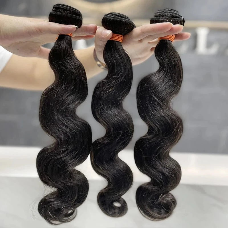 AngelBella 100% Virgin Human Hair Bundles Products Body Wave Brazilian Hair Weave Natural Curly Hair Extensions