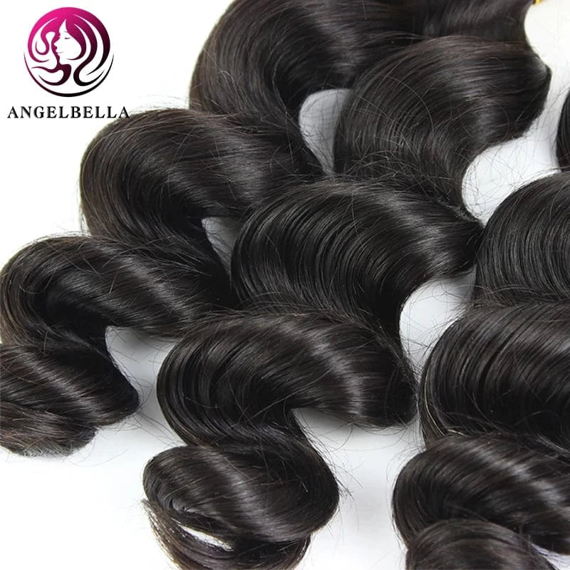 AngelBella Wholesale Human Hair Extension Natural Hair Extensions India Loose Wave Hair Braiding Extension Bundles