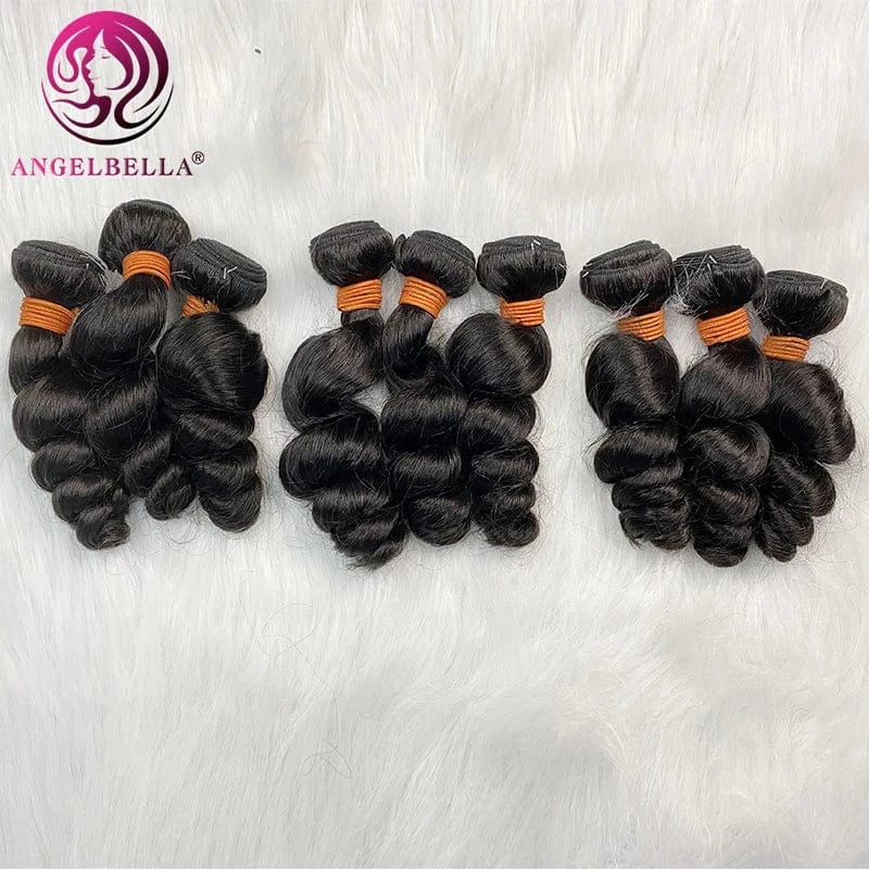 AngelBella Wholesale Human Hair Extension Natural Hair Extensions India Loose Wave Hair Braiding Extension Bundles