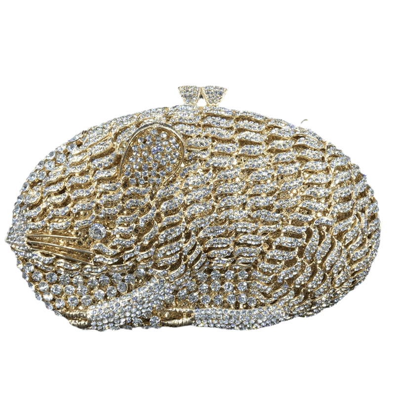 Animal Rat Pattern Women Crystal Clutch Evening Bags Metal Minaudiere Rhinestone Handbag Wedding Party Purse