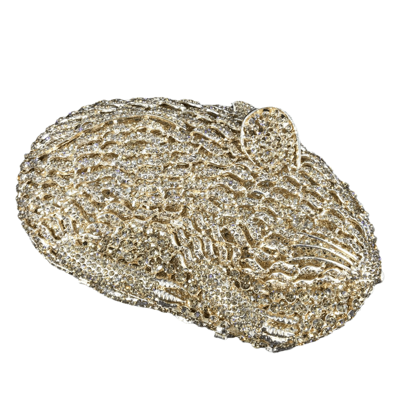 Animal Rat Pattern Women Crystal Clutch Evening Bags Metal Minaudiere Rhinestone Handbag Wedding Party Purse