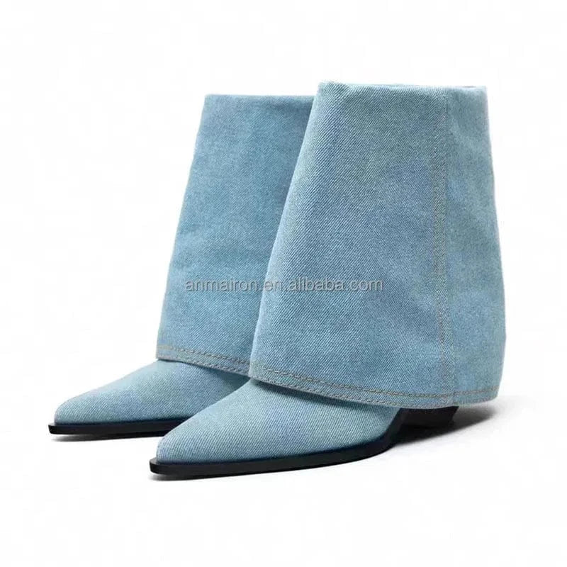 Anmairon Ready To Ship 2023 Hot Sale Women Ankle Denim Boots