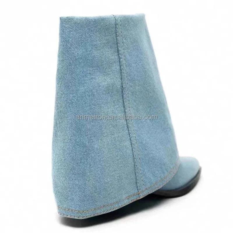 Anmairon Ready To Ship 2023 Hot Sale Women Ankle Denim Boots