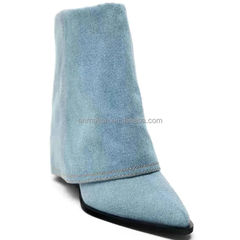 Anmairon Ready To Ship 2023 Hot Sale Women Ankle Denim Boots