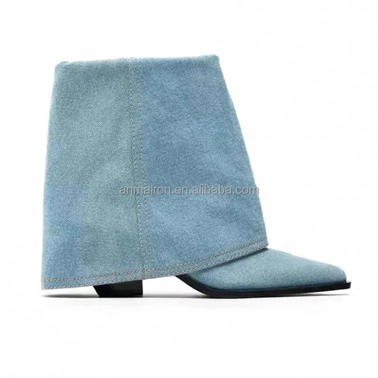 Anmairon Ready To Ship 2023 Hot Sale Women Ankle Denim Boots