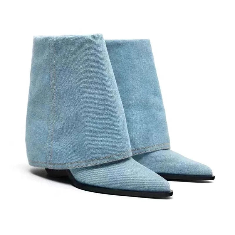 Anmairon Ready To Ship 2023 Hot Sale Women Ankle Denim Boots