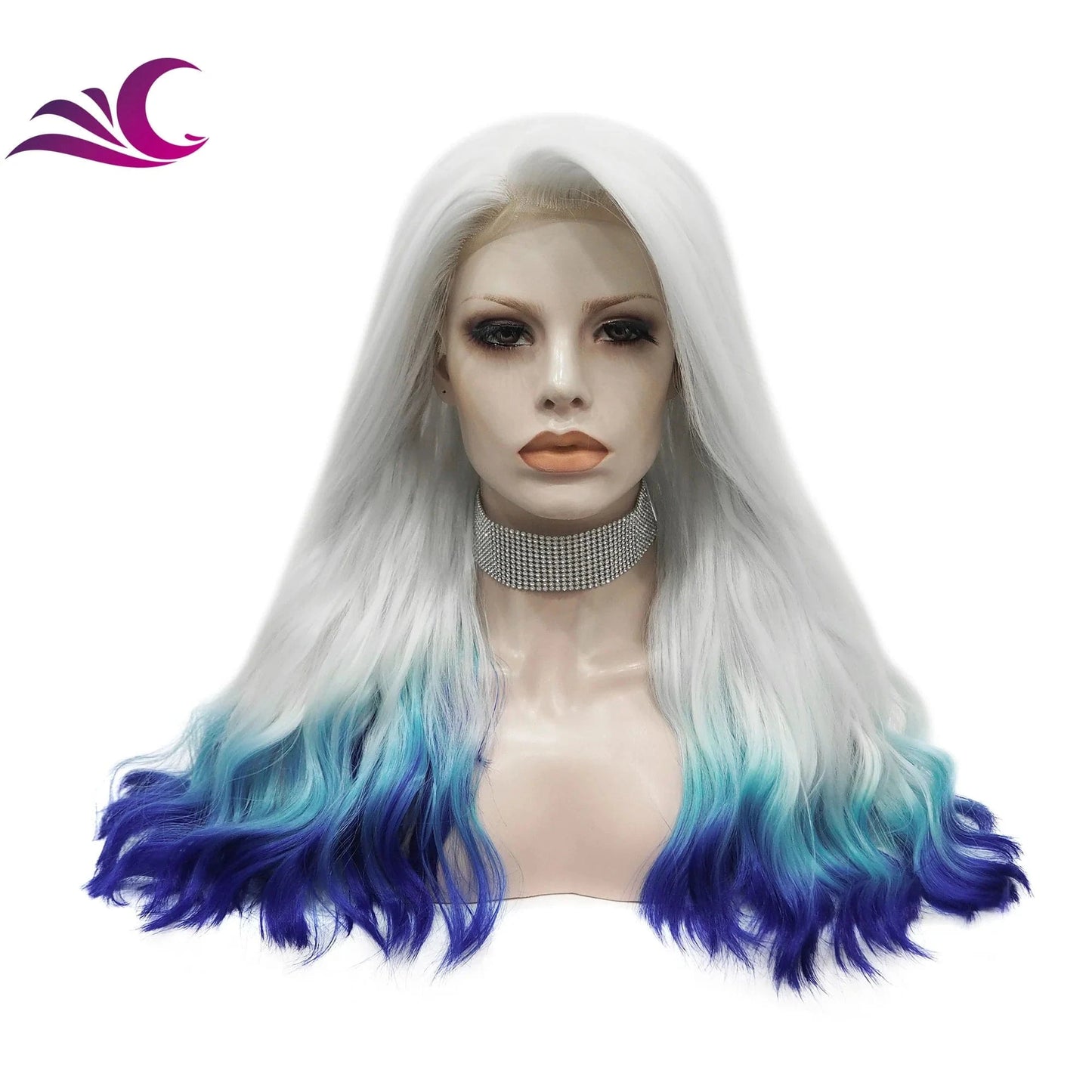 as pic / SW54-2161 Celebrity piano highlight color ombre blonde glitter hair wig long body wave premium fiber synthetic hair wig