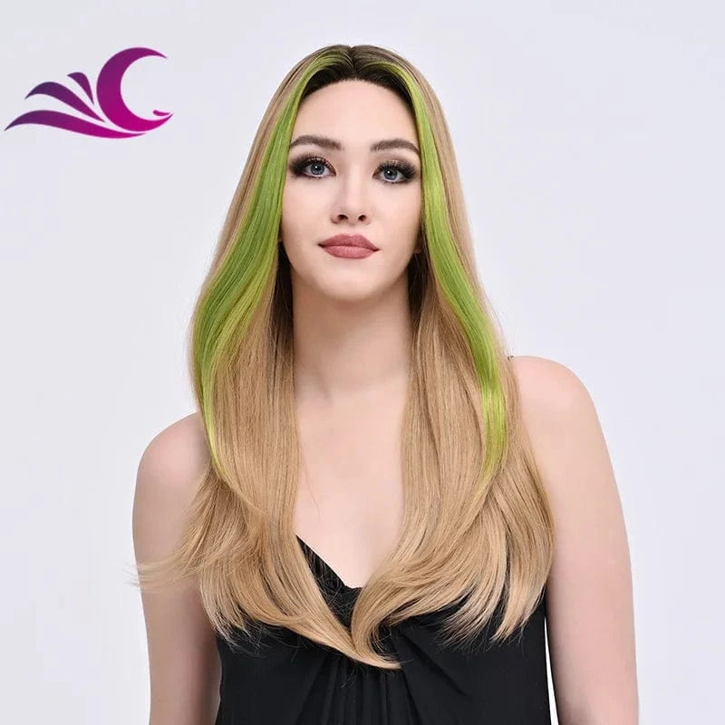 as pic / T1FH025 Red Piano Highlight Sex Colorful Futura Silk Protein Heat Resistant Synthetic Lace Front Wigs for Cospaly Daily Party