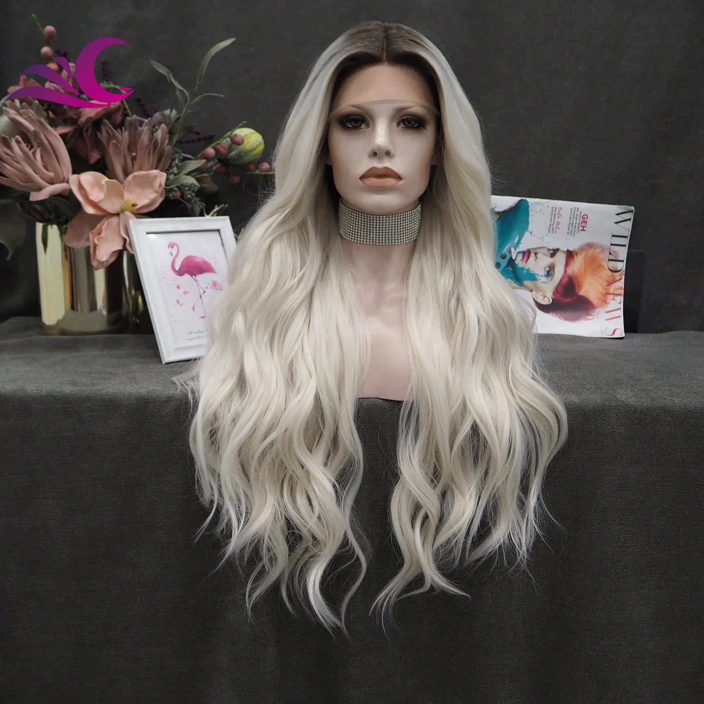as pic / TH1-C230 Celebrity caramel brown color fashion layer cut hair style t part middle part heat resistant synthetic fiber hair lace front wig