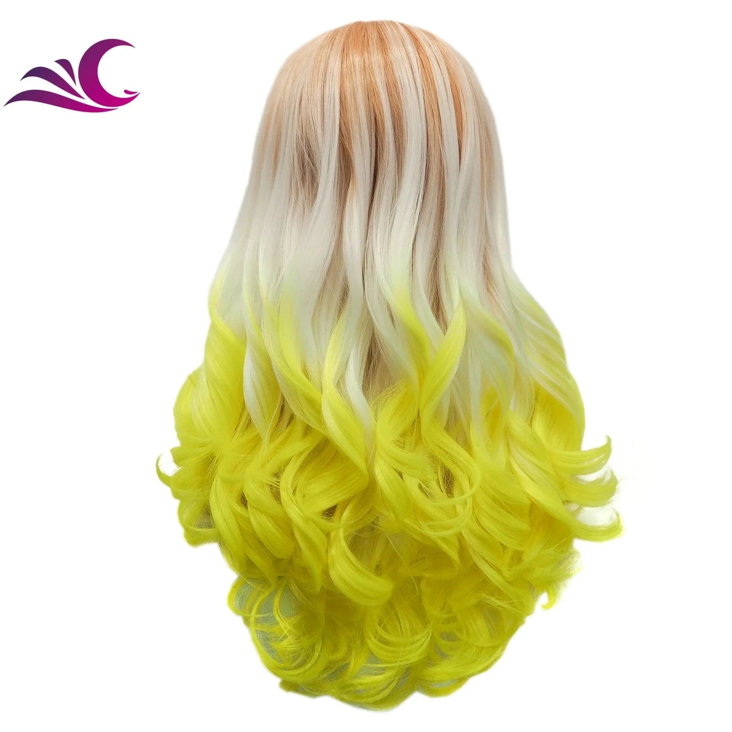 as pics / S23-2026-01-raise Celebrity ombre orange yellow colorful drag queen wigs heat resistant fiber synthetic lace front wig