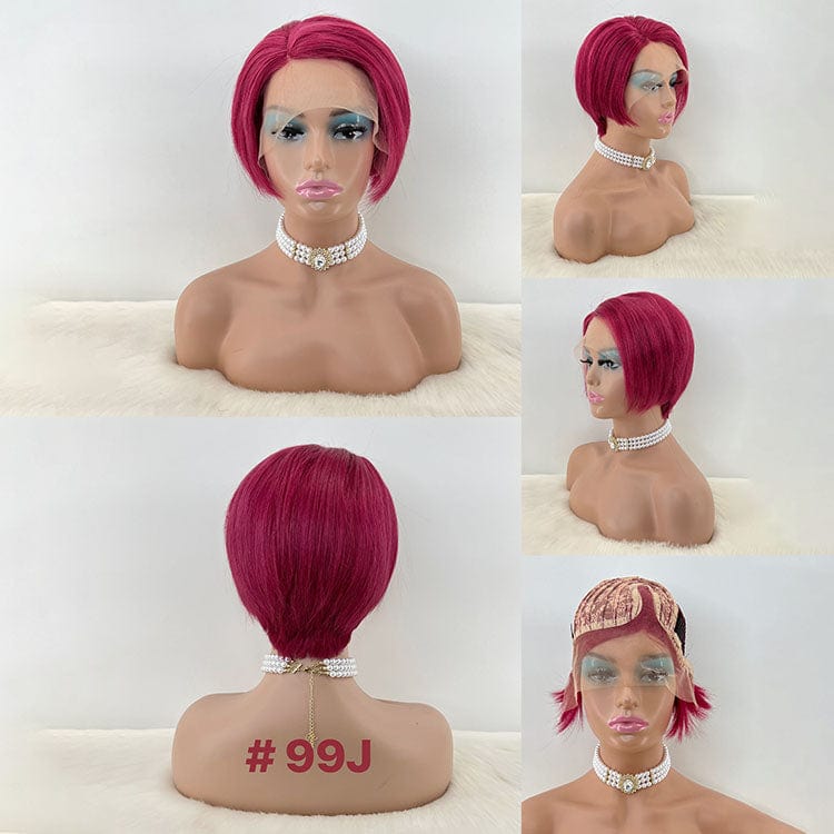 as picture / 13x1 side part 99j GL perruque pixie cut curls colored human hair wigs pixie cut short brazilian wig human hair curly bob short for black women