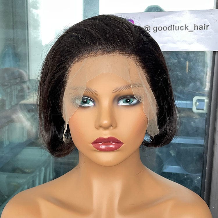 as picture / 13x4 full frontal 1b wig GL perruque pixie cut curls colored human hair wigs pixie cut short brazilian wig human hair curly bob short for black women