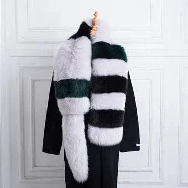 As picture Factory wholesale Custom faux fur scarf Fashion Warm Winter long Faux Fur Scarf women fur scarf